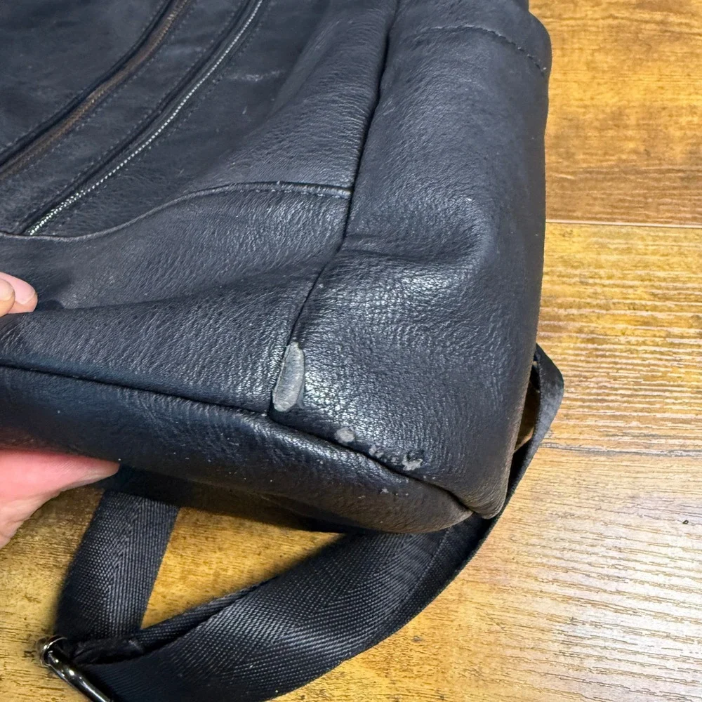 Bromen‎ Anti-Theft Black Vegan Leather Backpack Purse Large Women OS